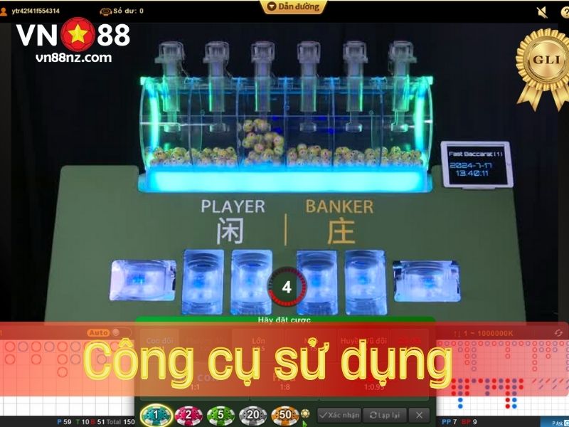 Baccarat VN88 sử dụng bộ bài Tây 52 lá làm công cụ chính