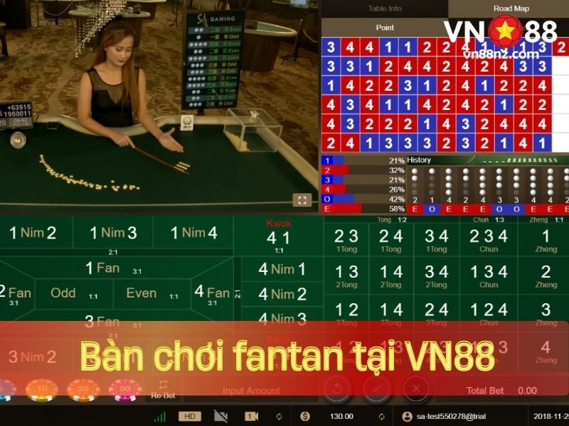 Bàn chơi Fantan tại VN88