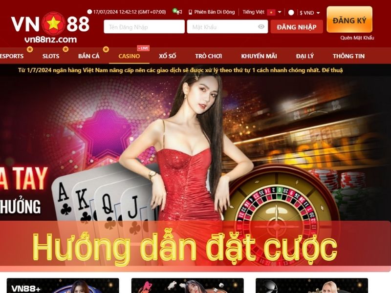 Hướng dẫn cách thức đặt cược tại live casino VN88