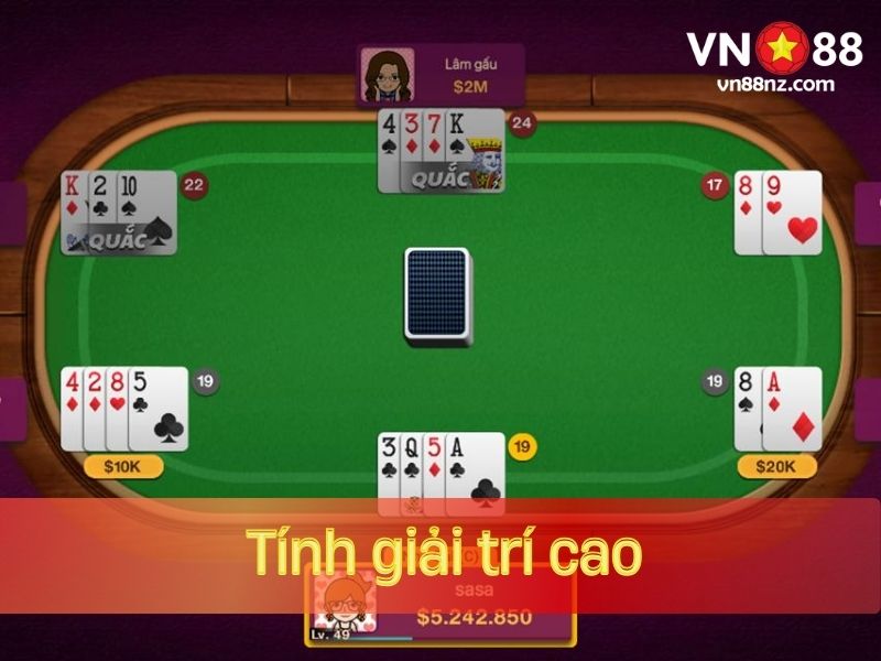 Xì dách VN88 có tính giải trí cao